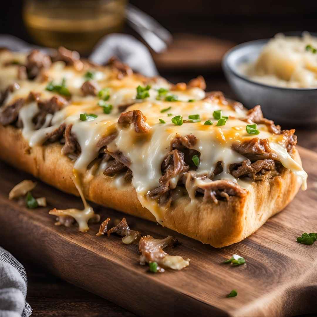 Philly Cheesesteak Cheesy Bread