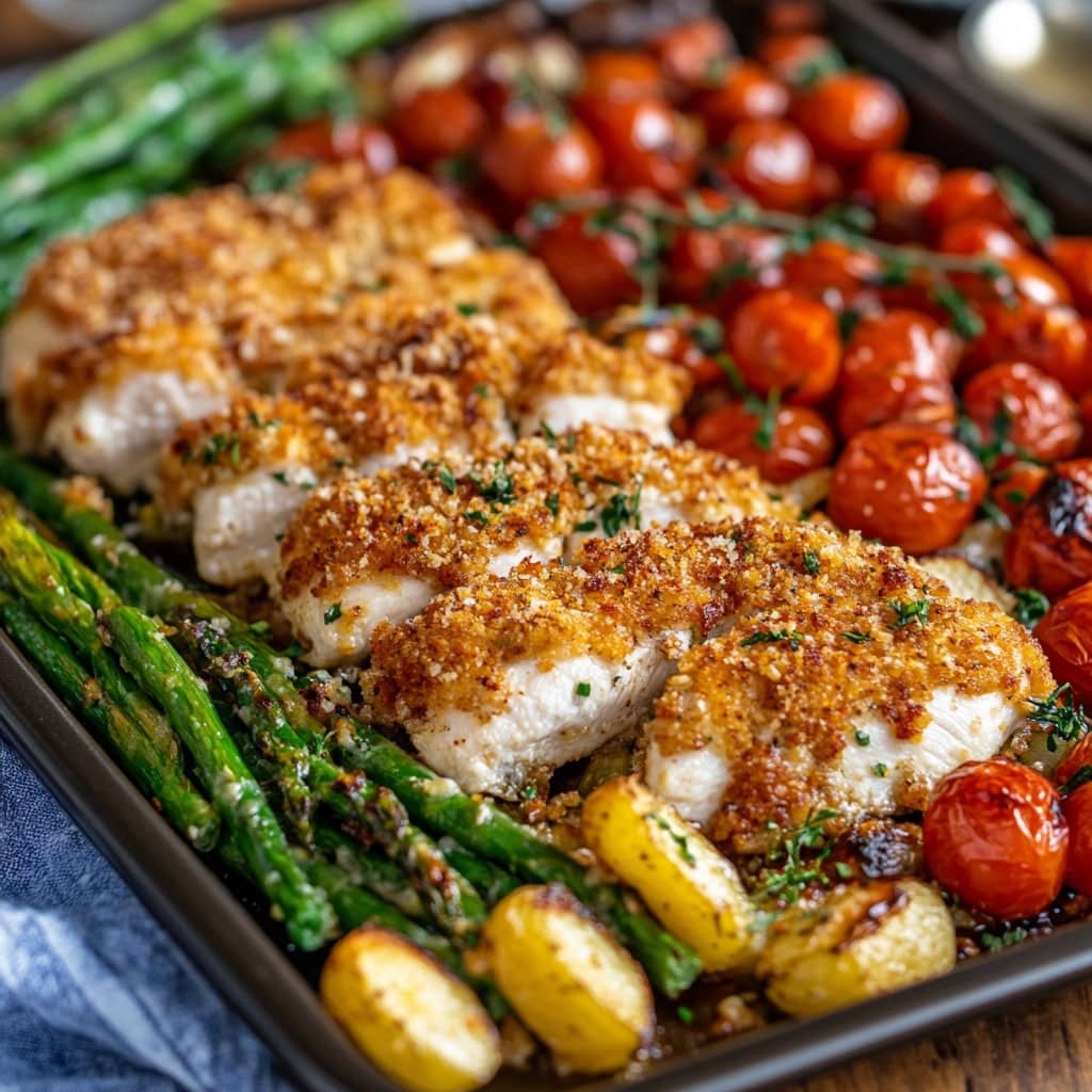 Parmesan Crusted Chicken Sheet Pan Dinner