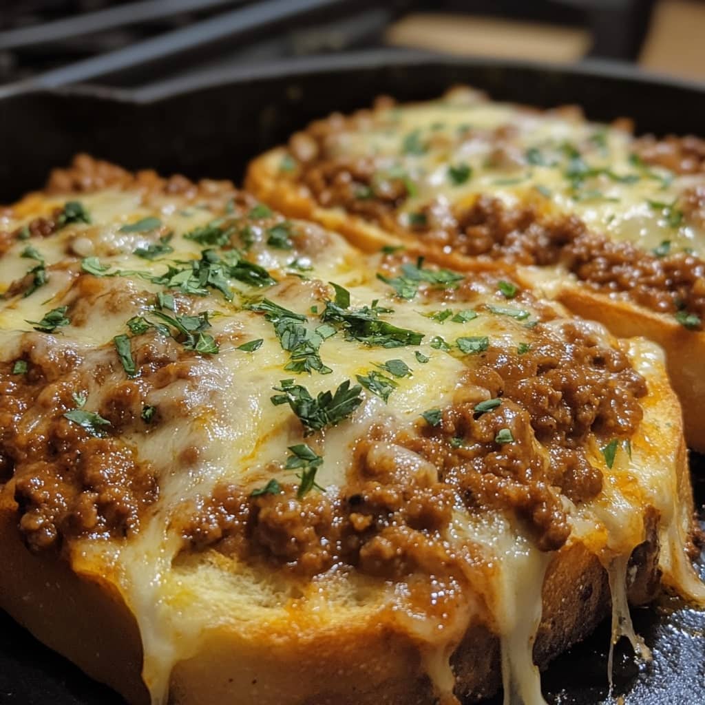 Cheesy Garlic Bread Sloppy Joe Melts