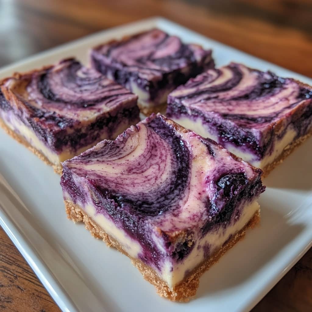 Blueberry swirl cheescake bars