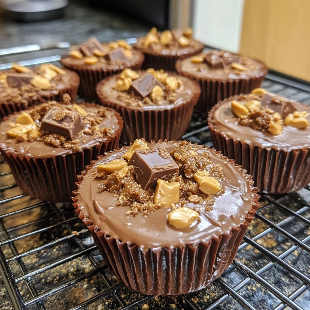 Chocolate peanut butter cupcakes