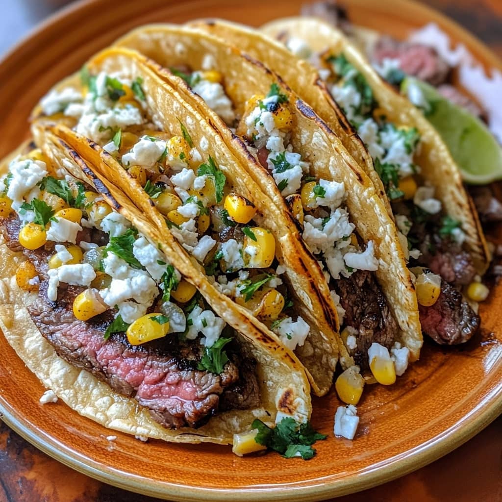 grilled steak elote tacos