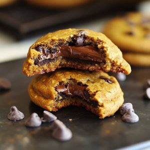 Brown Butter Nutella-Stuffed Pumpkin Chocolate Chip Cookies