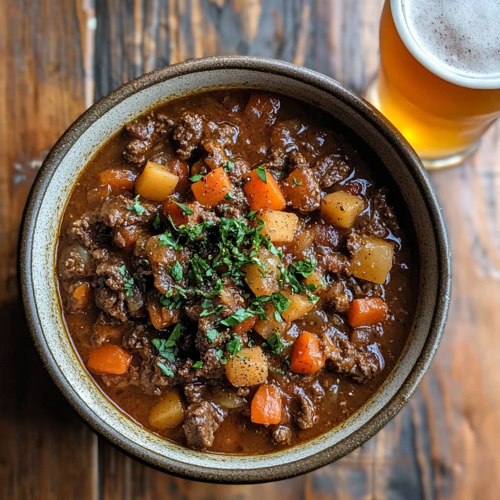 Crockpot Beef Stew with Beer and Horseradish