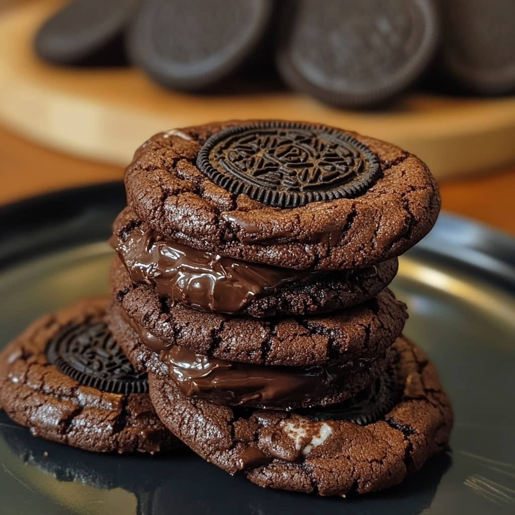Thick & Fudgy Oreo-Stuffed Chocolate Cookies