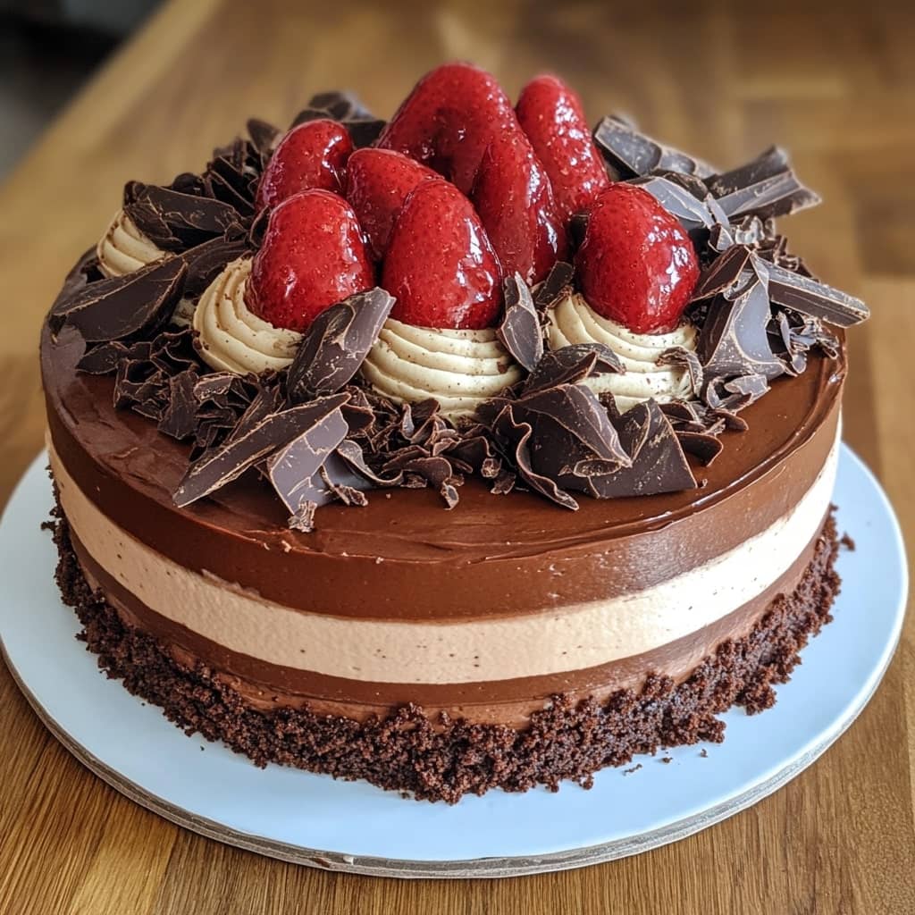 Tuxedo Cake - Triple Chocolate Mousse Cake