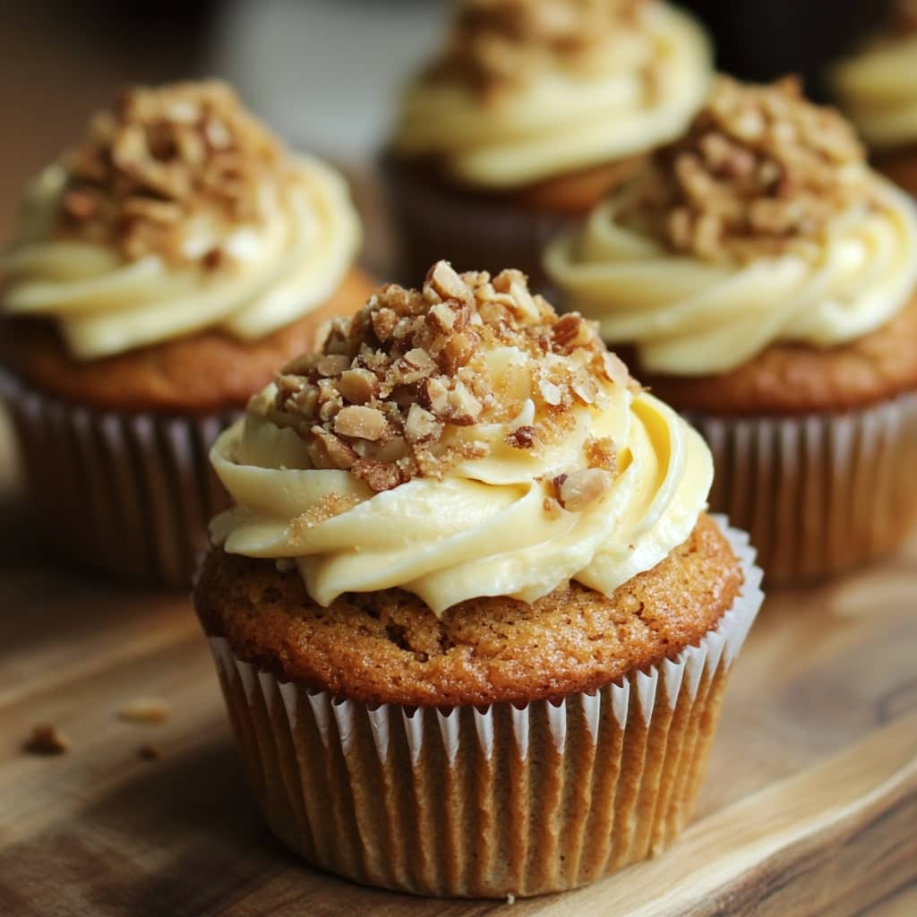 Bakery-Style Carrot Cupcakes with Crunchy Walnut Topping