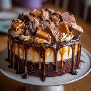 Chocolate Caramel Explosion Cake