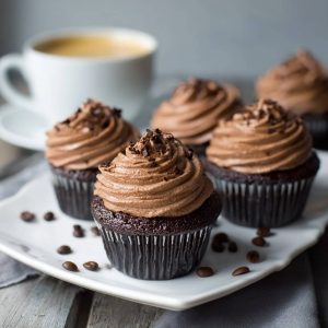 Dark Chocolate Espresso Cupcakes with Mocha Frosting