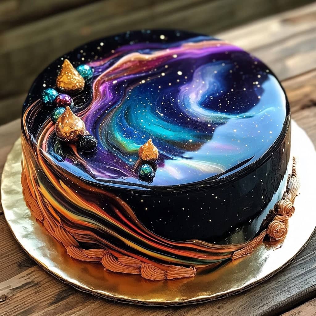 Galaxy Mirror Glaze Cake
