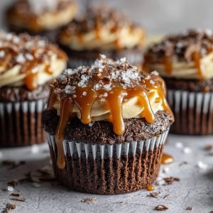 Gluten-Free Chocolate Cupcakes with Salted Caramel Drizzle