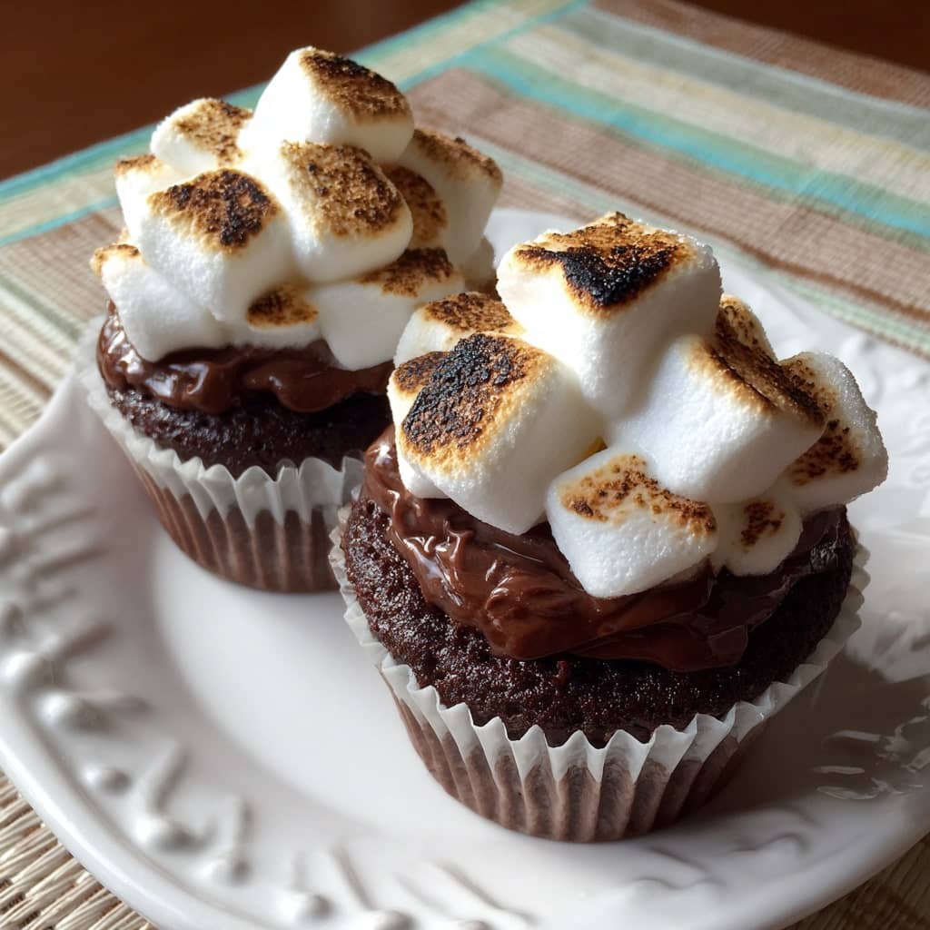 Hot Chocolate Cupcakes with Marshmallow Frosting