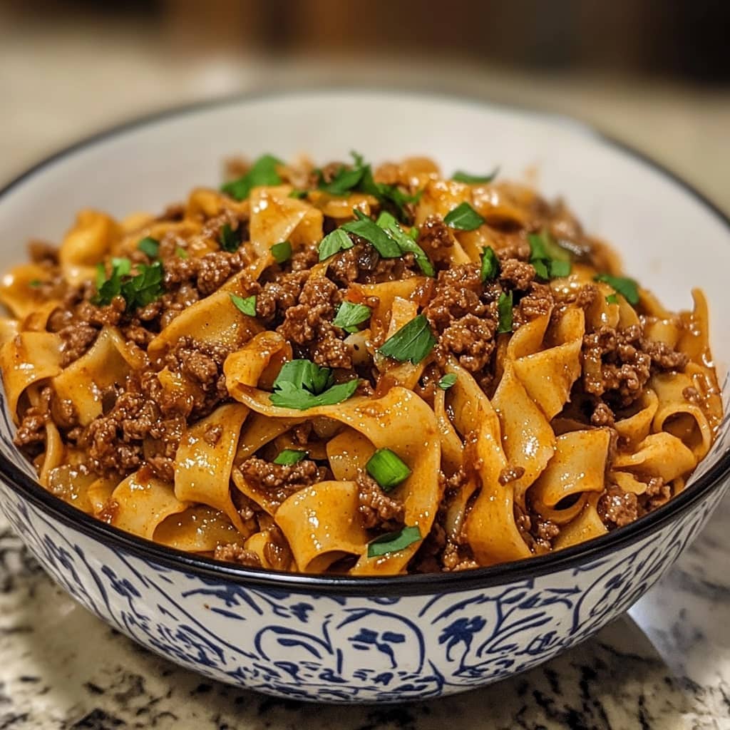 Mongolian Ground Beef Noodles