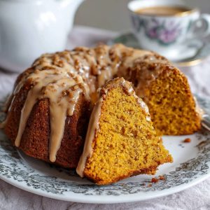 Pumpkin Spice Coffee Cake with Maple Glaze