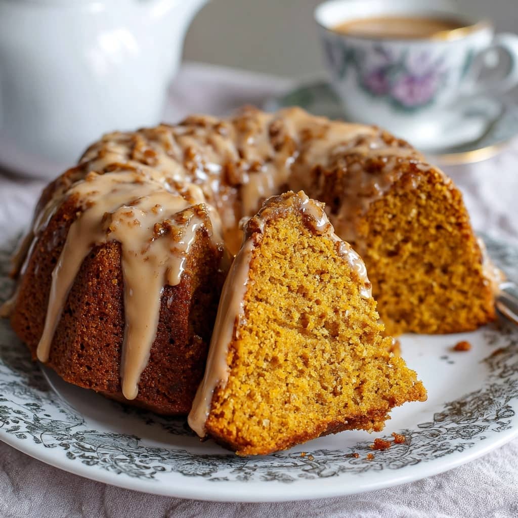 Pumpkin Spice Coffee Cake with Maple Glaze