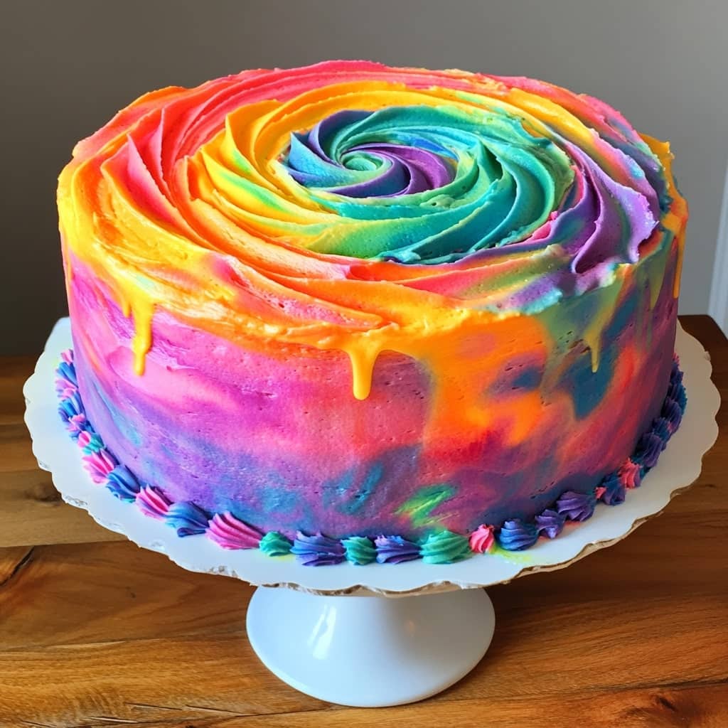 Rainbow Tie-Dye Cake