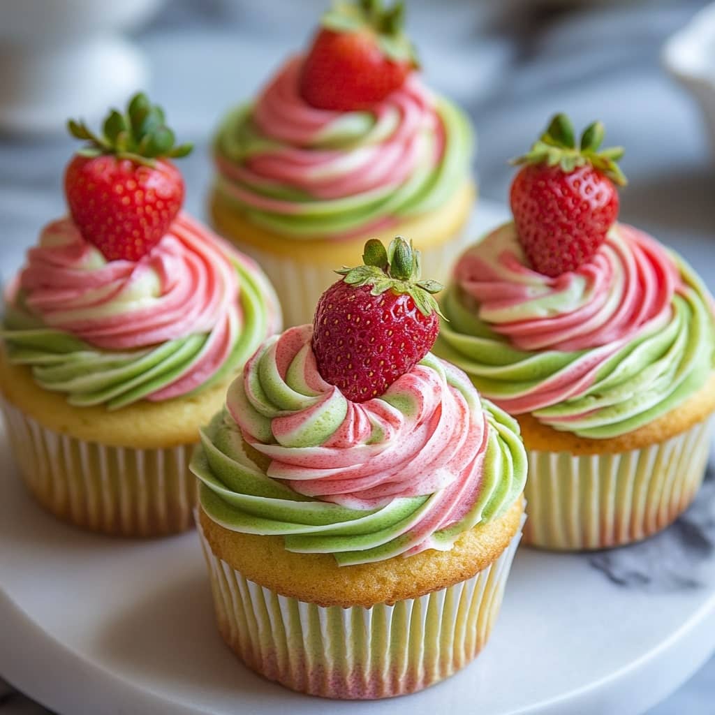 Strawberry Matcha Marble Cupcakes – A Colorful Fusion Treat