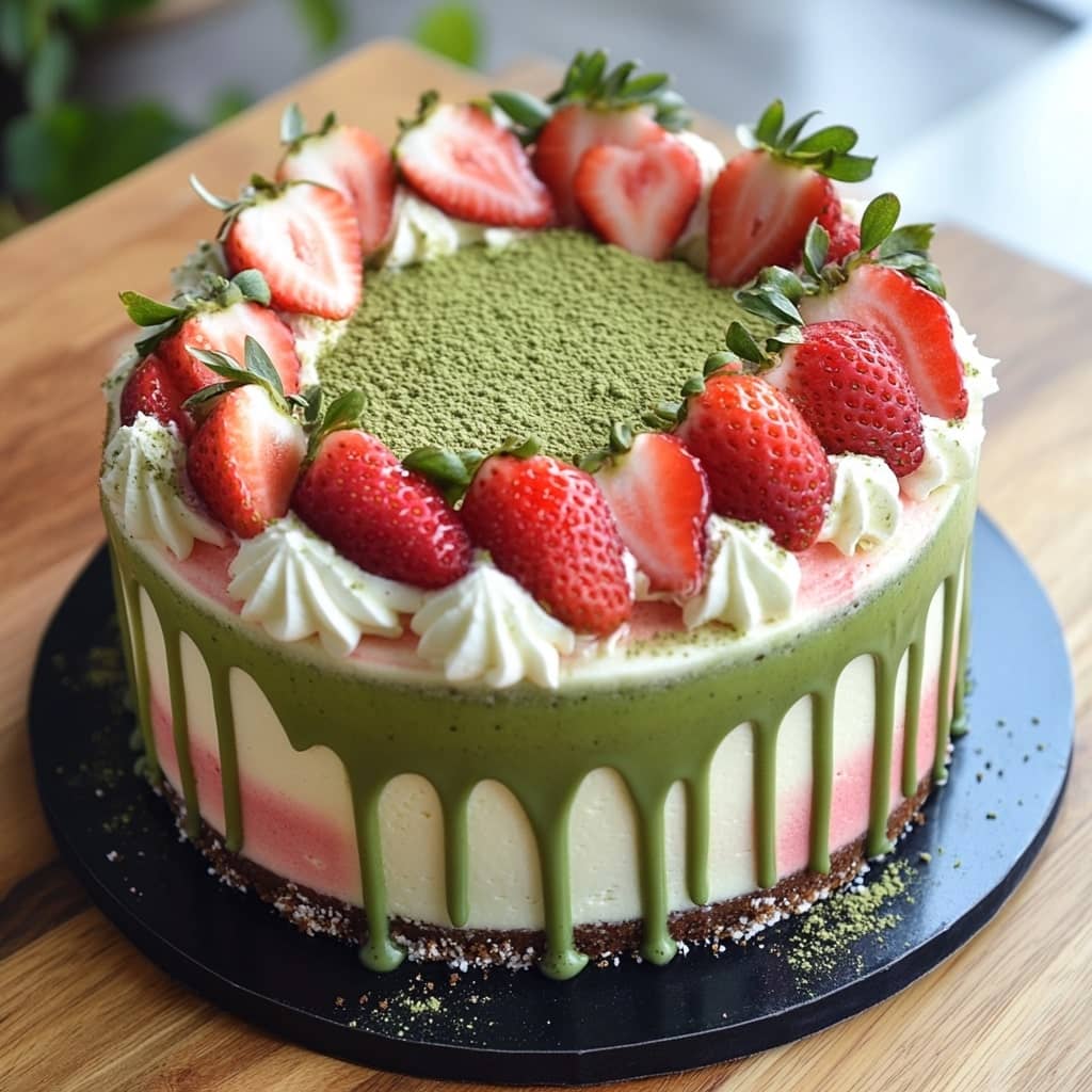 Strawberry Matcha Ombre Cake