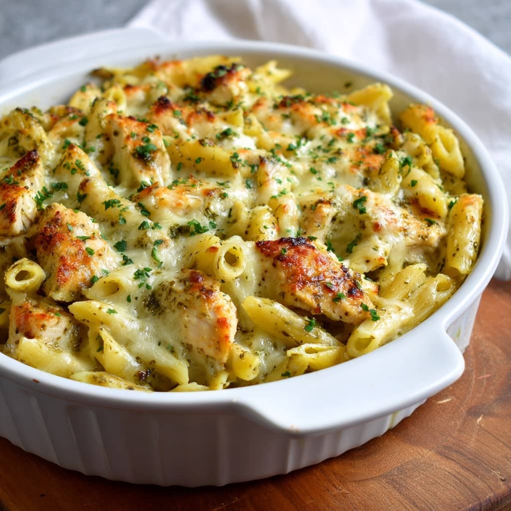 Baked Creamy Pesto Chicken Pasta