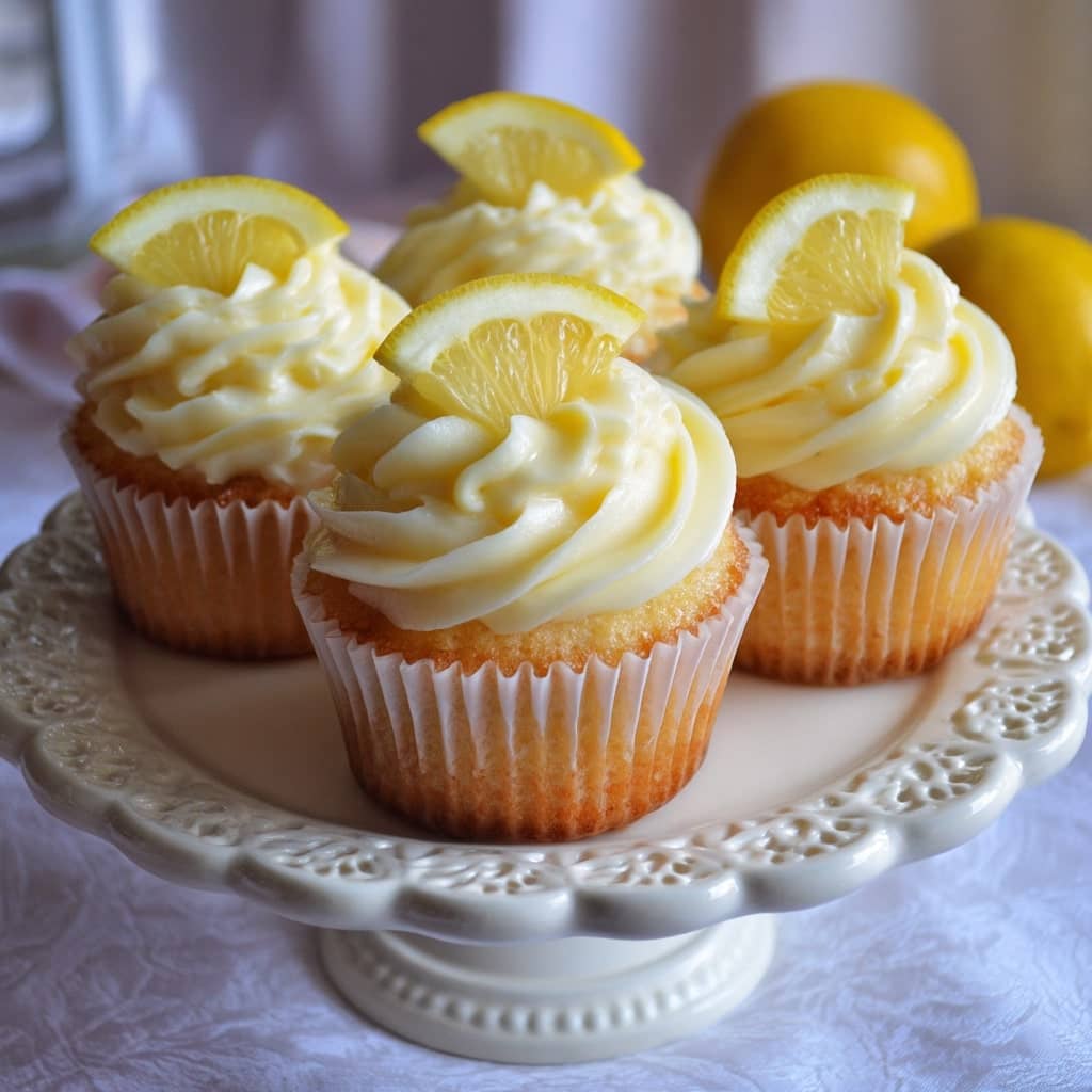 Bakery-Style Lemon Cupcakes Topped with Lemon Buttercream