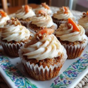 Carrot Cake Cupcakes with Cinnamon Cream Cheese Swirl