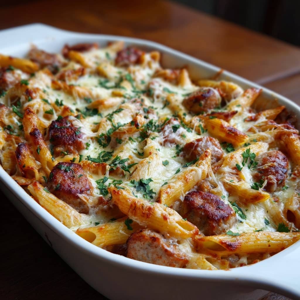 Creamy Baked Sausage and Penne Pasta