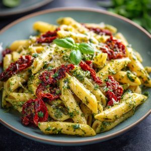 Easy Pesto Pasta with Sun-Dried Tomatoes