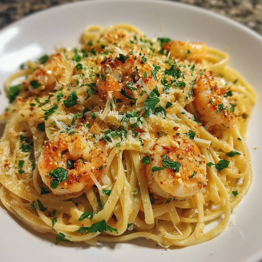 Garlic Scampi Linguine