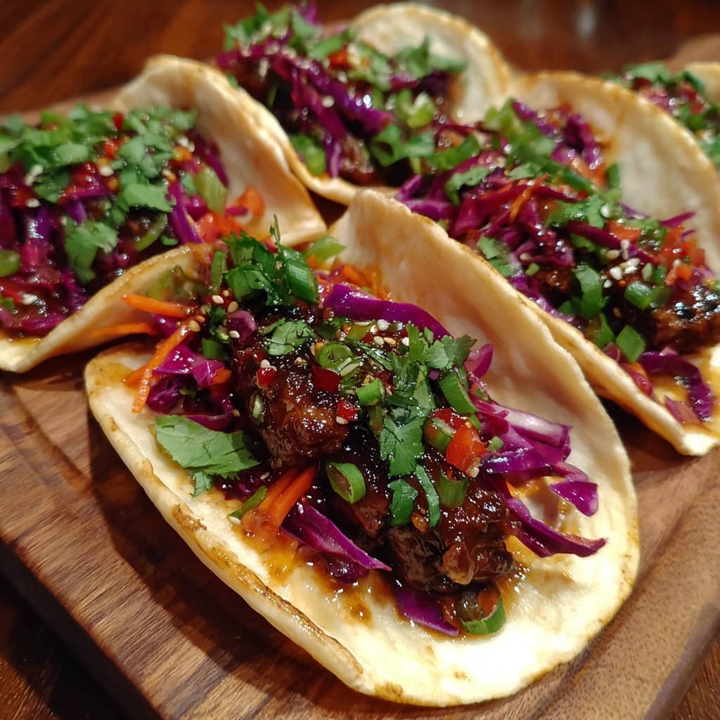 Korean BBQ Tacos with Purple Slaw