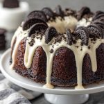 Moist Oreo Bundt Cake with Cream Cheese Glaze