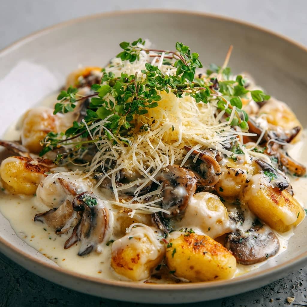 Mushroom Gnocchi with Parmesan Cream Sauce Recipe