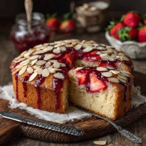 Rustic Strawberry Almond Cake