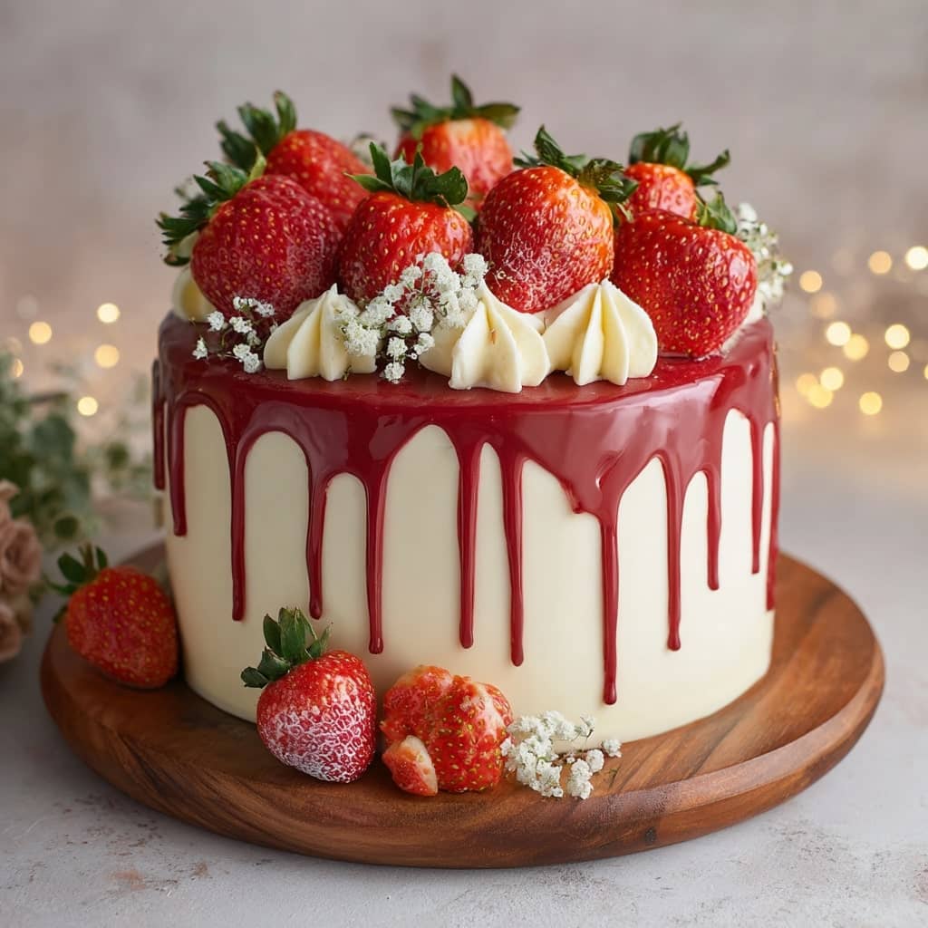Strawberry Drip Cake with Real Fruit Filling