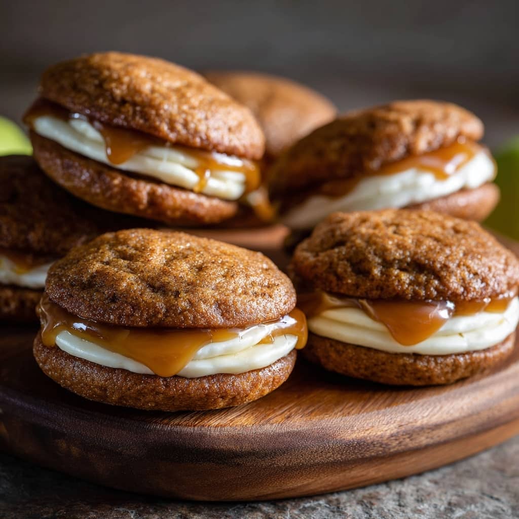 Apple Cider Whoopie Pie cookies with Caramel Filling