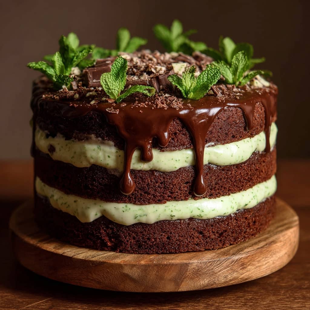 Mint chocolate layer cake