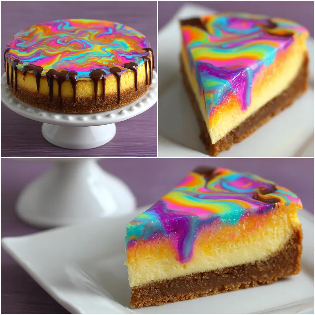 Bright Neon Neon Tie-Dye Cheesecake Cake