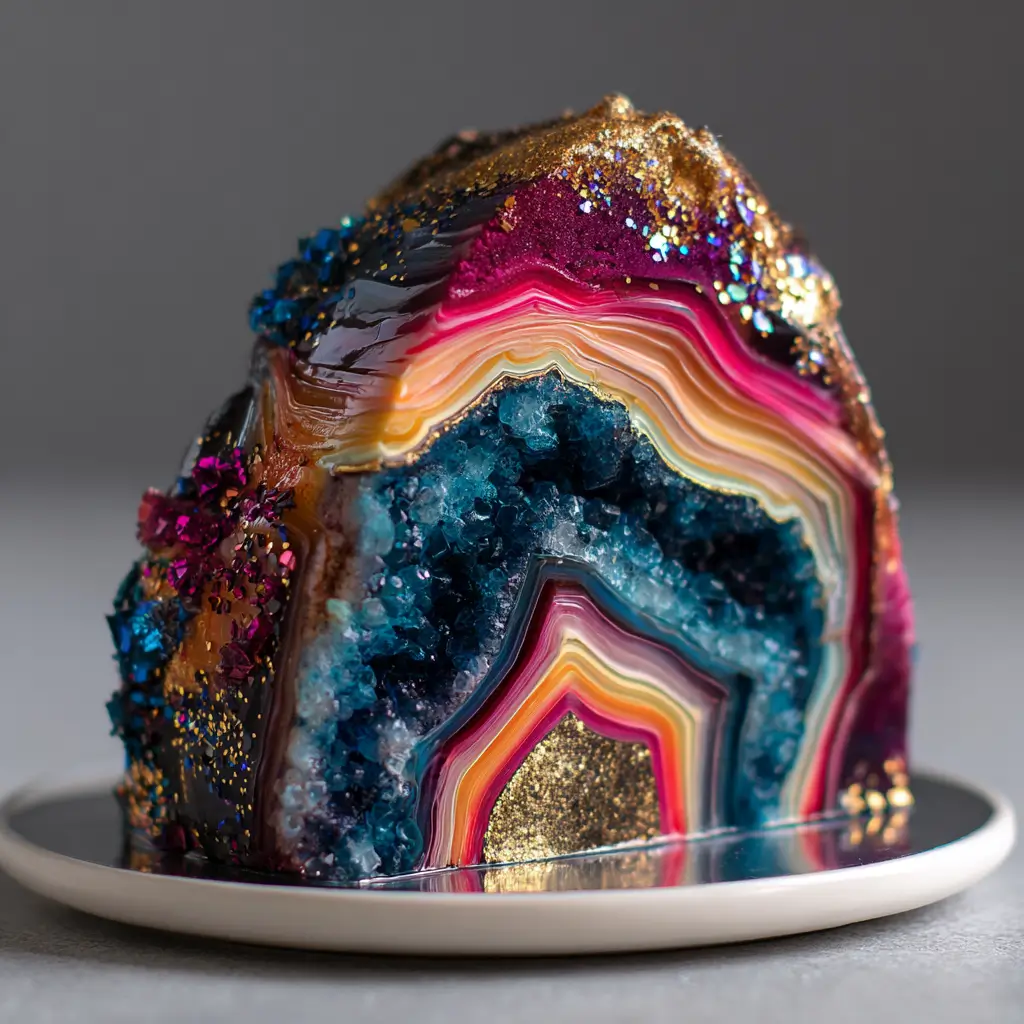 Colorful Mirror Glaze Geode Cake