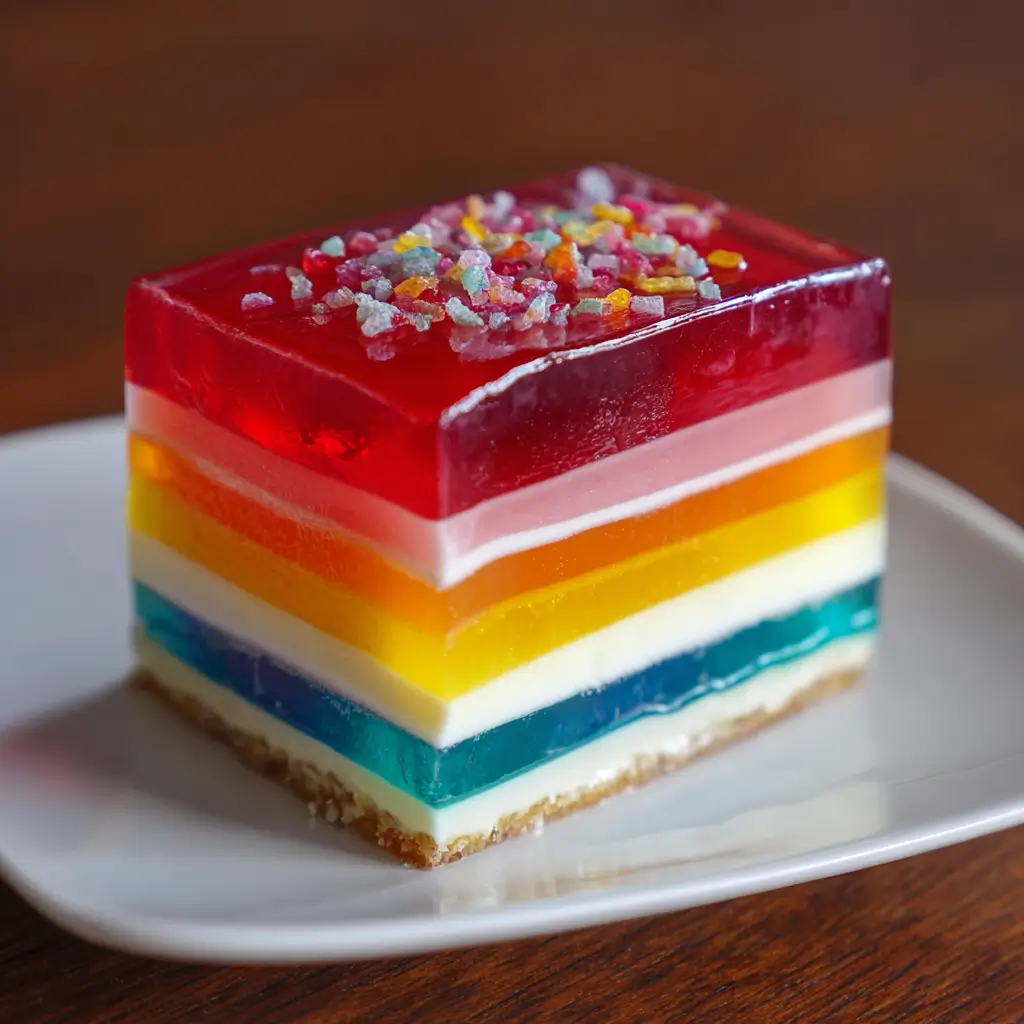 Layered Rainbow Jello Cake