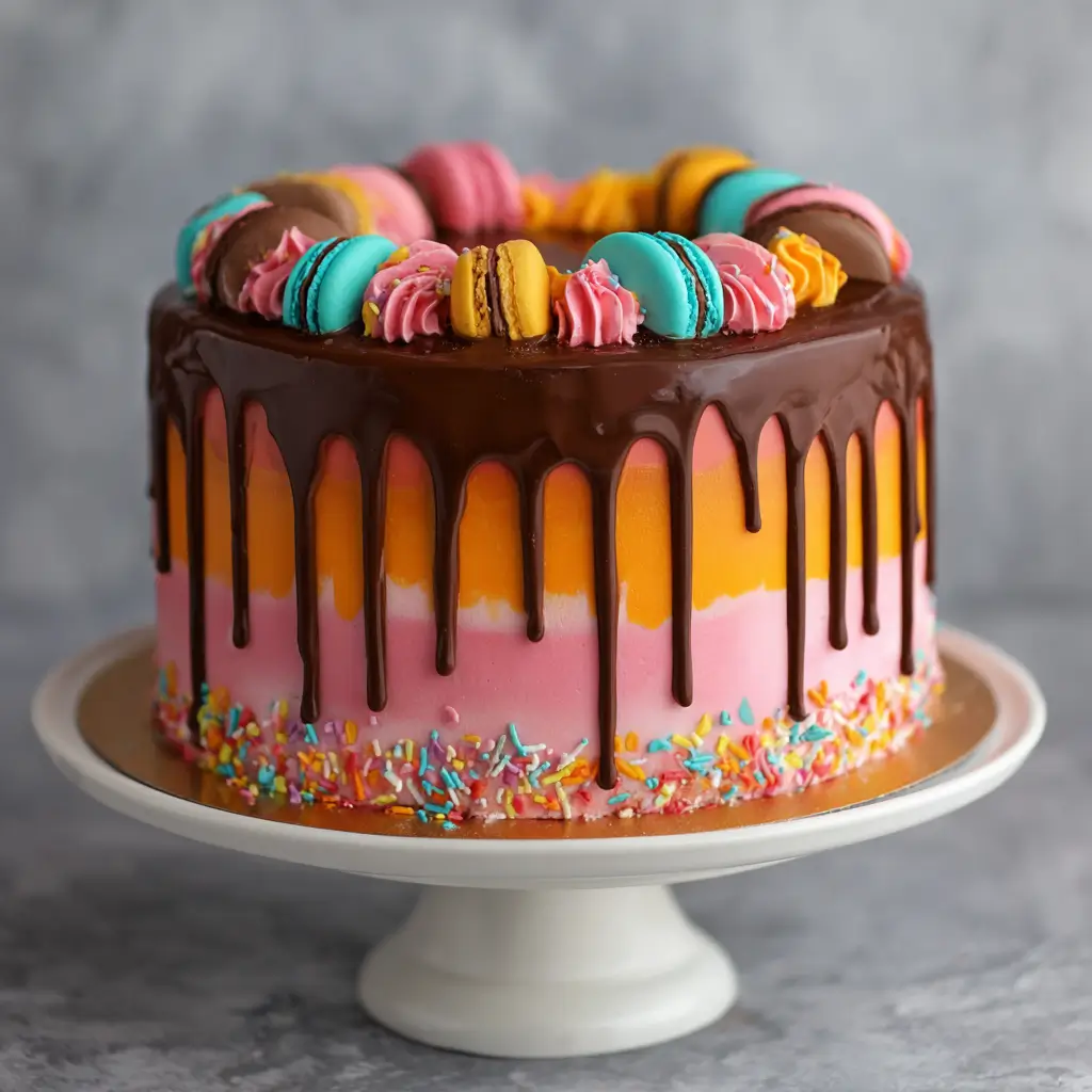 Multicolor Drip Chocolate Ganache Cake