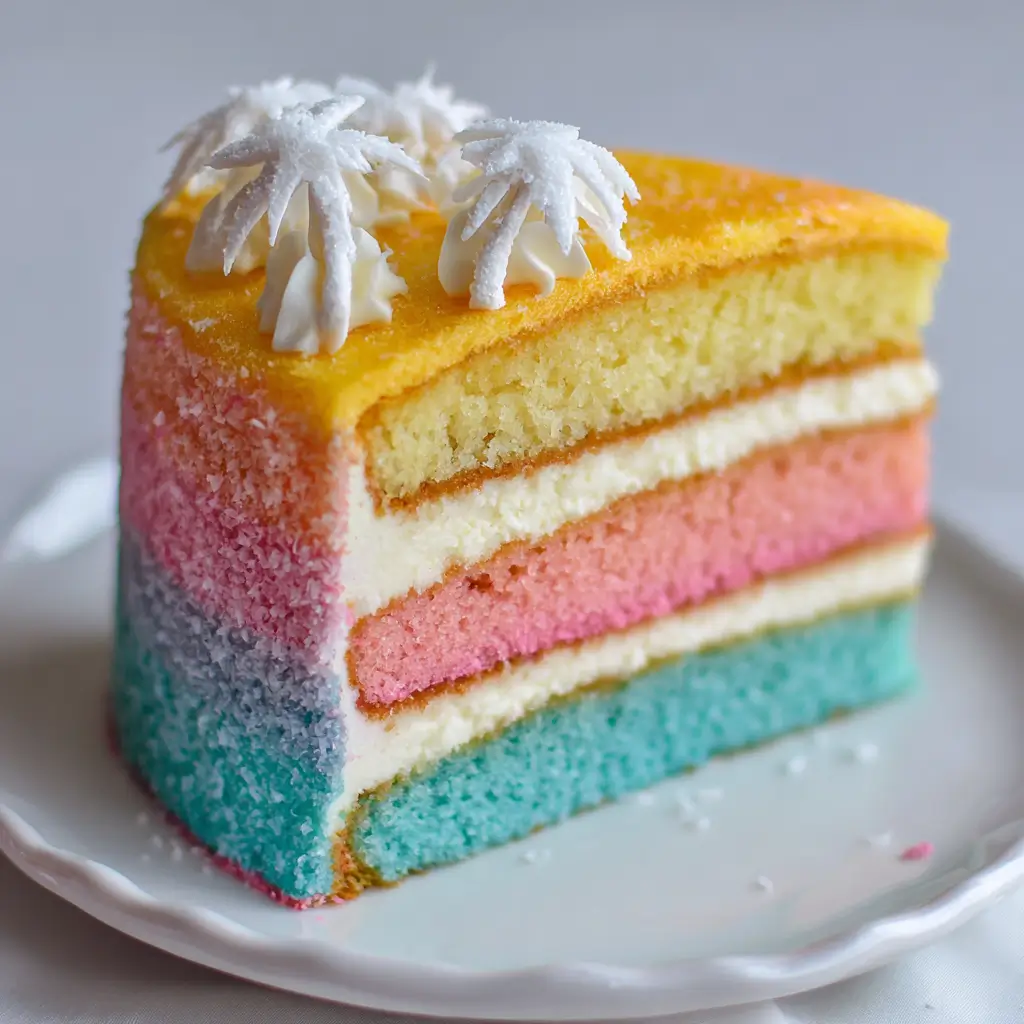 Neon Beach Ombre Coconut Cake