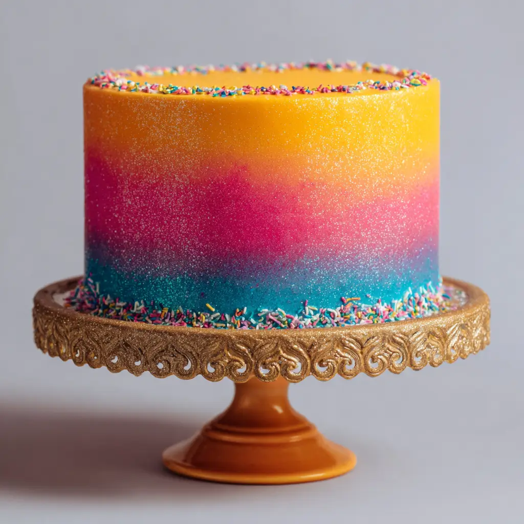 Neon Ombre Cake with Edible Glitter