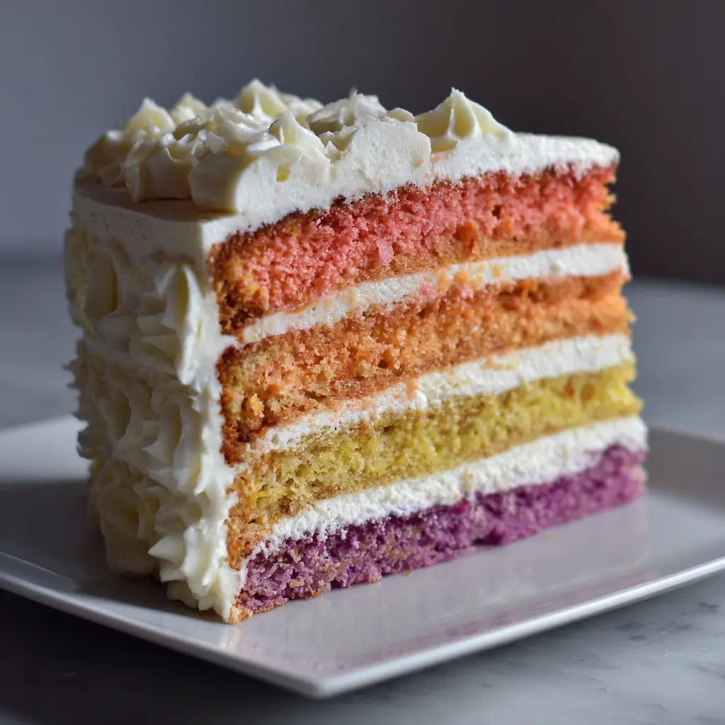 Ombre Rainbow Carrot Cake with Cream Cheese Frosting