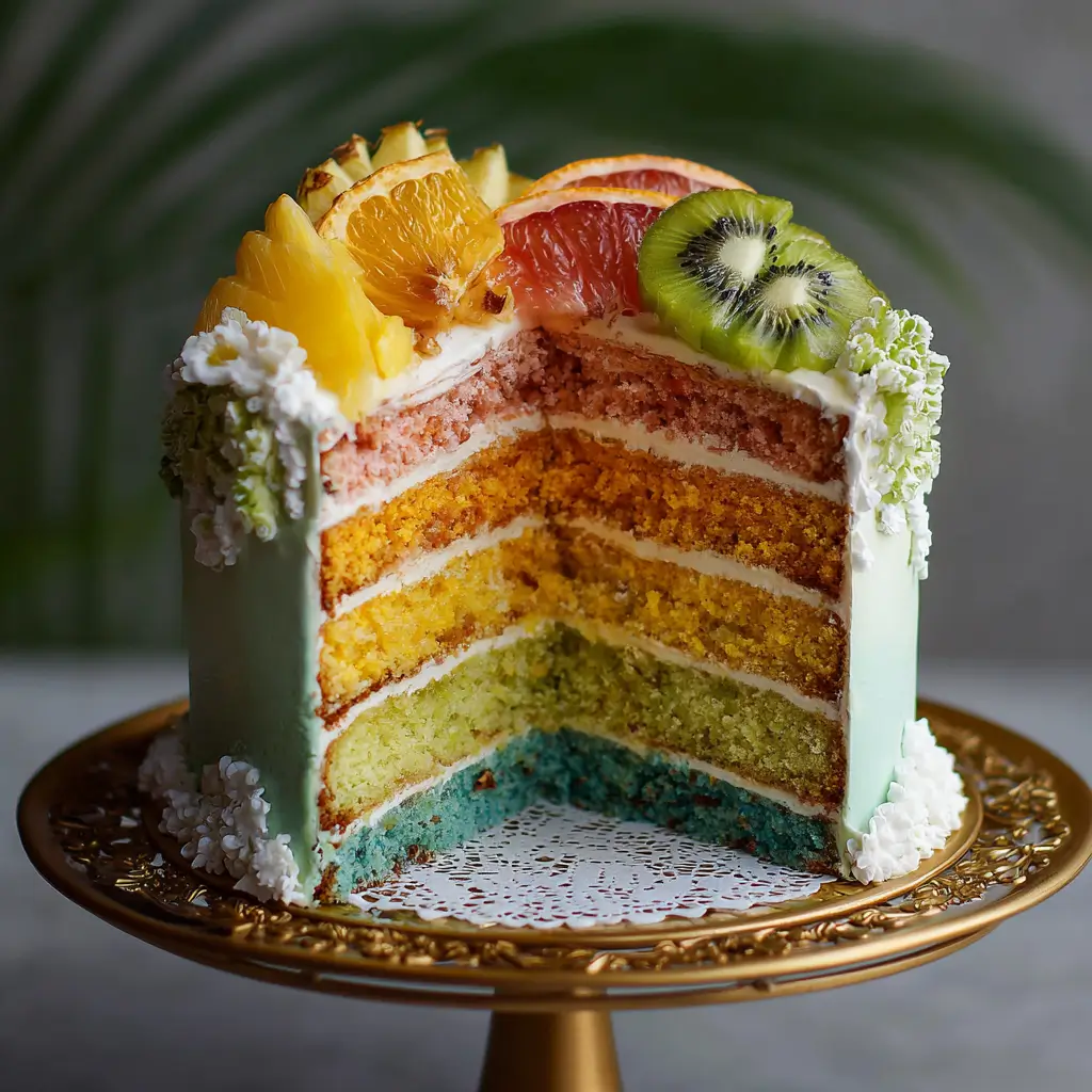 Ombre Tropical Fruit Cake