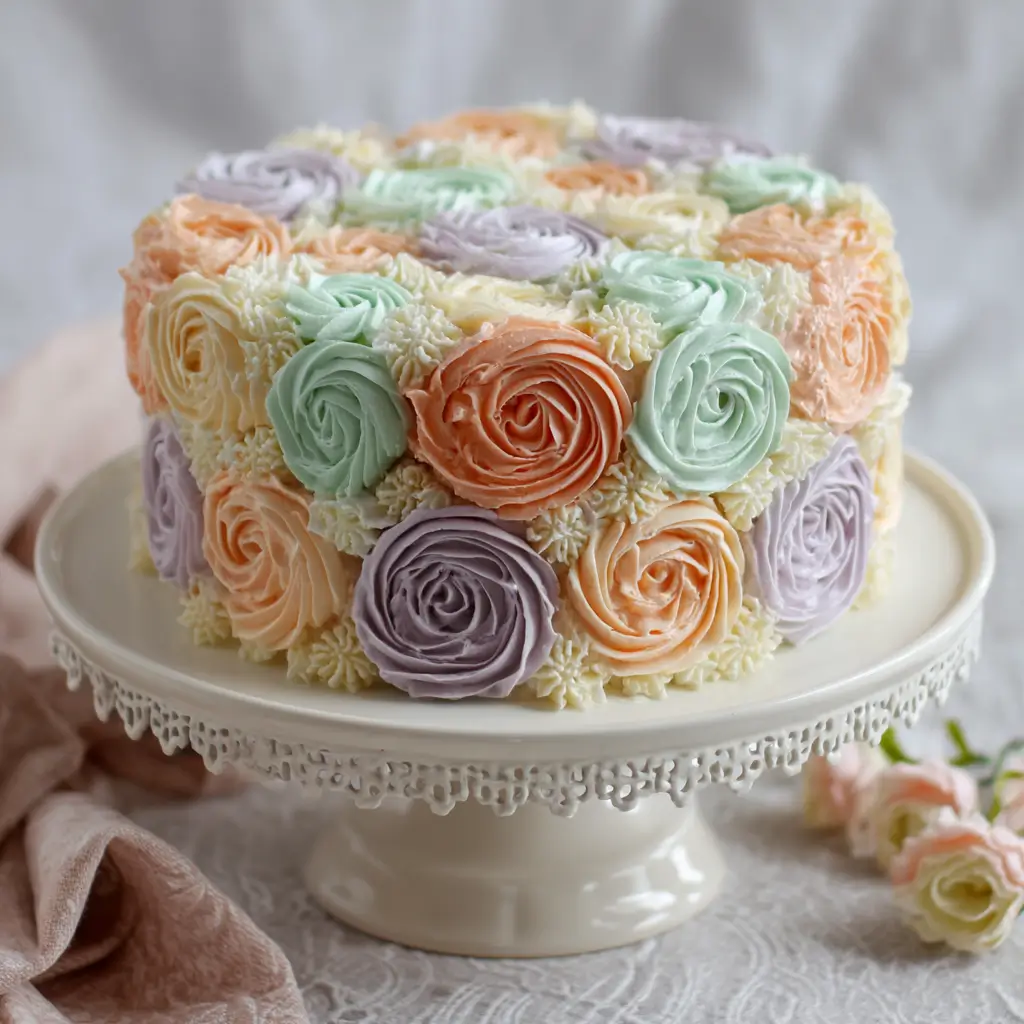 Pastel Lace Rosette Cake