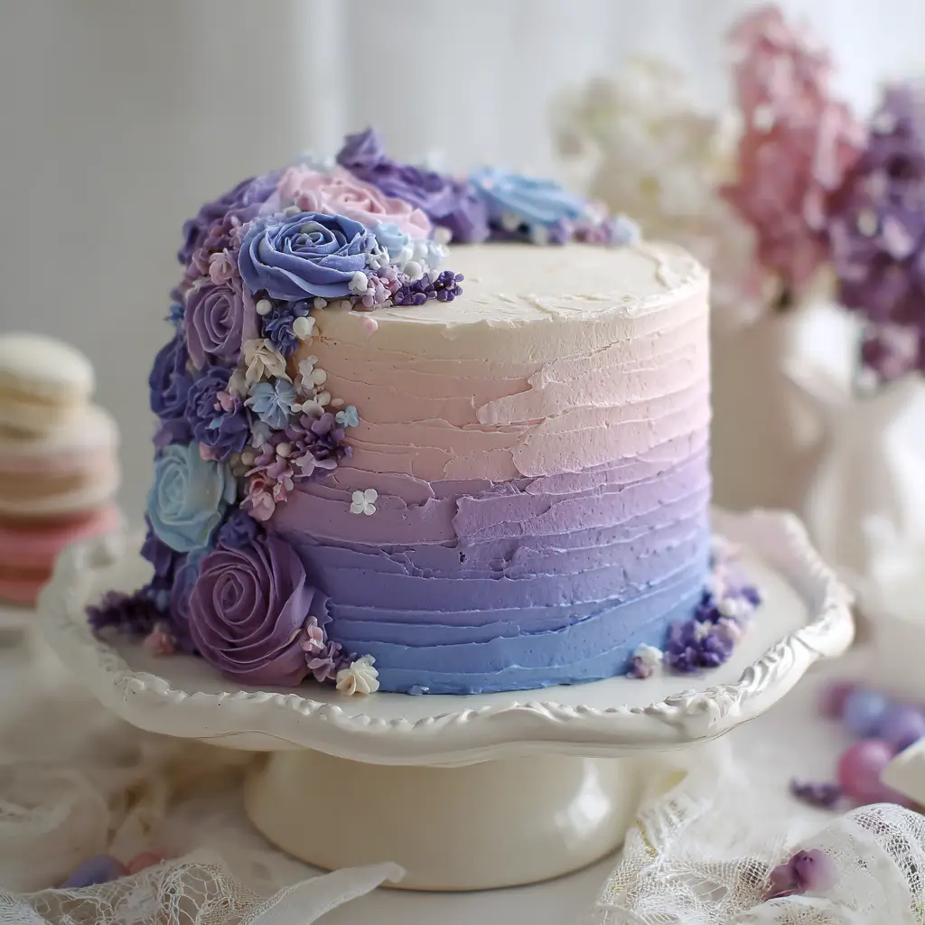Pastel Ombre Lavender Violet Cake