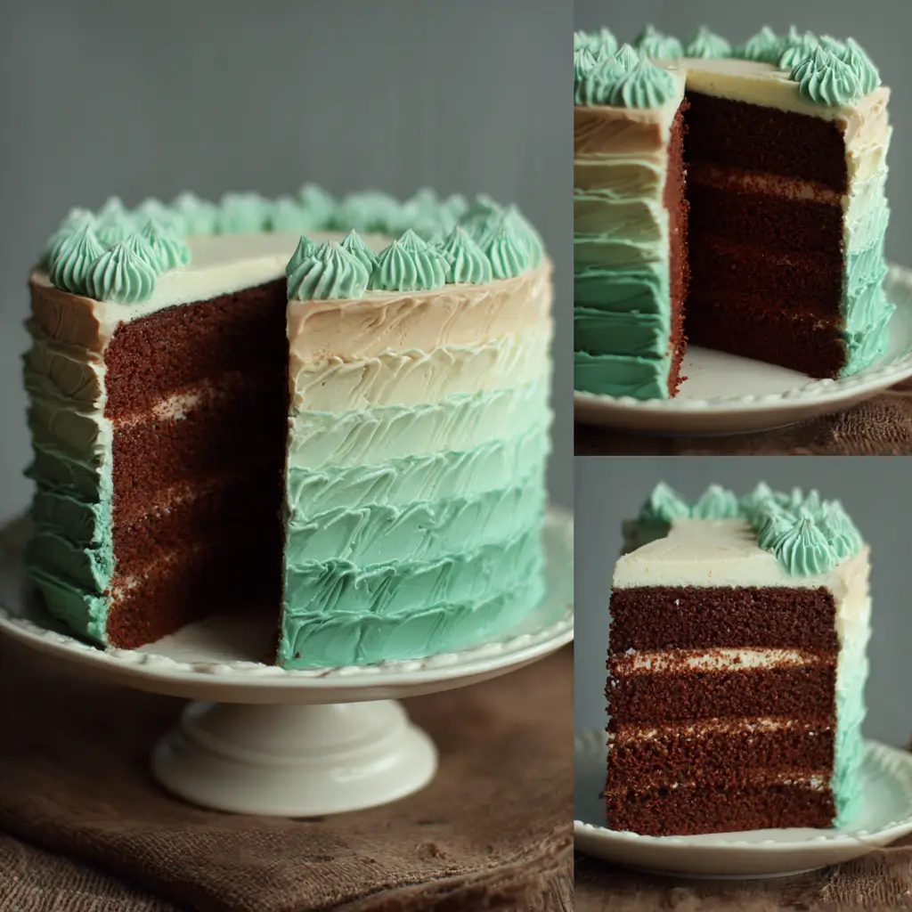 Pastel Ombre Mint Chocolate Cake