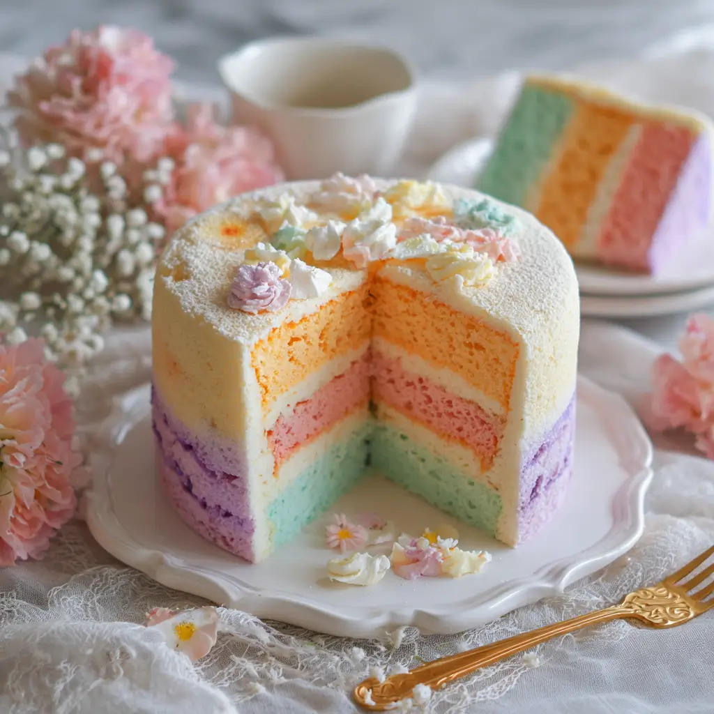 Pastel Rainbow Chiffon Cake