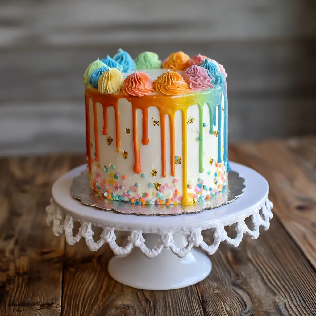 Rainbow Drip Smash Cake (1st Birthday)