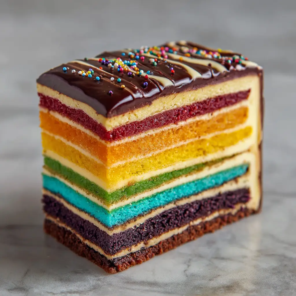 Rainbow Inside Opera Cake