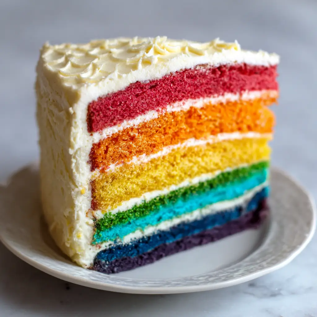 Rainbow Layer Cake with Cream Cheese Filling